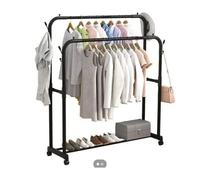 Stender Stand Appendiabiti Attaccapanni Barra Doppia Metallo Nero