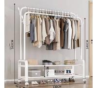 Stender Stand Appendiabiti Attaccapanni Barra Doppia Metallo Rotelle Bianco