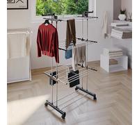 Stendibiancheria A Rotelle Stendino A Torre Verticale In Acciaio E ABS 4 Piani Ripiani Pieghevole Modulabile Salvaspazio Con Ali Richiudibile Biancheria Interno Esterno 169 x 75.5 x 63.5 Cm (Grigio)