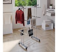 Stendibiancheria A Rotelle Stendino A Torre Verticale In Acciaio E ABS 4 Piani Ripiani Pieghevole Modulabile Salvaspazio Con Ali Richiudibile Biancheria Interno Esterno 169 x 75.5 x 63.5 Cm (Grigio)