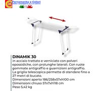 Stendibiancheria Cavalletto GIMI DINAMIK 30 Stendino Estendibile 186 - 257 Cm