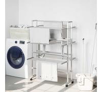 vidaXL Stendibiancheria con Ruote 89x64x129 cm in Alluminio