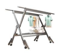 Stendibiancheria da Balcone Allungabile, Stendi Panni da Esterno con Rotelle, Stendi Biancheria per Interno Esterno, Lega di Alluminio Appendiabiti (Grey 250cm/98in)
