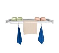 Stendibiancheria da parete a scomparsa, stenditoio pieghevole retrattile a 7 barre, supporto di asciugatura per balcone interno ed esterno, design bianco salvaspazio, fissaggio a parete robusto, 84 x