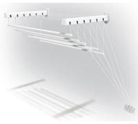 Stendibiancheria da Parete con Saliscendi LIFT 140 cm Bianco in acciaio trattato