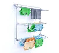 foxydry Tower, Stendibiancheria da parete, Stendino da muro verticale, stendino a scomparsa richiudibile da interno e esterno 152x52x137 cm (150, Grigio)