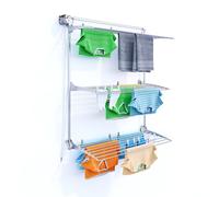 foxydry Tower, Stendibiancheria da parete, Stendino da muro verticale, stendino a scomparsa richiudibile da interno e esterno 128x52x137 cm (120, Grigio)