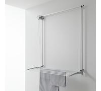 foxydry Wall, Stendibiancheria da parete, stendino da muro saliscendi, stendipanni verticale richiudibile e a scomparsa, stendino da balcone per interni ed esterni (Bianco Destro, 128 cm)