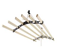 Monster Shop - Stendibiancheria da Soffitto con 6 Stecche di Legno 200cm e Supporti in Ghisa Neri per Asciugare Vestiti, Indumenti e Biancheria