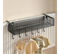 Stendibiancheria e Mensola per Termosifone, Mensola per Radiatore | Stendibiancheria da Termosifone Salvaspazio con Ganci per Scarpe e Piccoli Oggetti, in Acciaio Robusto(Black,45cm/17.7in)