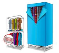 Stendibiancheria elettrico con asciugabiancheria ad aria calda, asciugatura rapida con ventola ad aria calda (acciaio inossidabile blu 900 W)