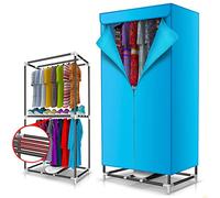 Stendibiancheria elettrico con ventola ad aria calda per asciugatura rapida, per interni, riscaldato, armadio (ferro blu 900 W)