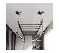 Stendibiancheria elettrico, montaggio a soffitto, con manovella manuale, design salvaspazio a doppio palo per uso domestico