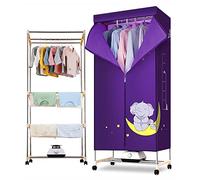 Stendibiancheria Elettrico Riscaldato Asciugatrice Elettrica 1200w con Ruote, Asciugatrice Elettrica per Interni a 3 Livelli con Armadio per Asciugatura ad Aria Calda, Timer 3 Ore