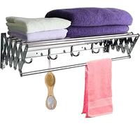 Stendibiancheria estensibile a parete - Stendibiancheria per appendere i vestiti - Stendibiancheria pieghevole con barra porta asciugamani da bagno Stendibiancheria (dimensioni: 50 cm) (60 cm)