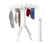 Stendibiancheria estensibile Octopus Stendibiancheria radiale con barre in alluminio, portatile, per riporre vestiti, risparmiare spazio, per interni ed esterni balcone (bianco-singolo)