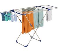 Relaxdays Stendino Pieghevole con Ali Apribili, Stendibiancheria HLP: 100x177x56 cm, Acciaio e Plastica, Blu Argento, Inox