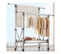 Stendibiancheria in Alluminio 2,4 m - Regolabile e Pieghevole Salvaspazio con Ganci Antivento per Interni ed Esterni, Ideale per Lenzuola, Trapunte e Vestiti Pesanti,Argento,150~240x48x150~170CM
