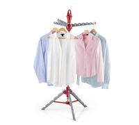 EASYmaxx stendibiancheria Vario per camicie | Stendibiancheria pieghevole per grucce | Altezza regolabile | Asciugabiancheria, stendibiancheria con ganci per stirare [grigio/rosso]