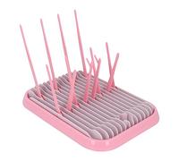 Stendibiancheria per biberon, portabiberon pieghevole, piccolo portabiberon portatile per capezzoli, tazze, parti della pompa e accessori, portabiberon da appoggio con vassoio (Rosa)