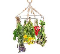 Stendibiancheria per erbe aromatiche, in stile bohémien, a 2 ripiani, realizzato a mano, in macramè, con perline decorative e 15 ganci, in stile rustico, per piante, fiori, spezie