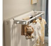 Stendibiancheria per radiatore, 50 cm, senza foratura, in ABS e acciaio, salvaspazio, per bagno, riscaldamento da 0,3 a 2 m, bianco (doppio polo)