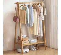 Stendibiancheria pieghevole 3 in 1 in bambù e appendiabiti - Appendiabiti portatile con ripiani per ingresso, camera da letto, soggiorno, soluzione salvaspazio