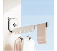 Stendibiancheria Pieghevole Con Ganci, Stendibiancheria Retrattile Pieghevole Per Interni, Stendibiancheria Ad Aspirazione Senza Foratura Per Bucato, Balcone, Fango, Camera Da Letto(White,1 Fold)