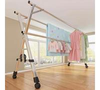 Stendibiancheria pieghevole retrattile da balcone, supporto verticale a forma di X, con ruote universali, per uso interno/esterno, 1,6 m, soluzione salvaspazio
