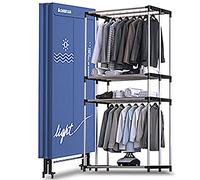 Stendibiancheria Pieghevole Stendibiancheria Elettrico a 3 Livelli Stendibiancheria per Interni con Armadio per Asciugatura ad Aria Calda, Asciugatrice Elettrica da 1500 W, Pieghevole, Timer