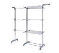 Stendibiancheria pieghevole verticale estensibile Innovagoods Dolver XL con ruote, grigio, 141 x 179 x 65 cm