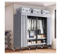 Stendibiancheria portatile - Armadio in metallo resistente con copertura e ruote, design pieghevole, comodo per appendere i vestiti
