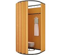 Stendibiancheria portatile extra large, con tenda oscurante, divisorio dell'armadio, semplice spogliatoio e scaffale, altezza 2 m (oro, 100 x 95 x 200 cm)