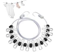 Stendibiancheria portatile retrattile migliorato per viaggi, filo per bucato con 12 mollette per vestiti, per asciugatura bucato in interni, accessori da campeggio all'aperto (bianco, 1 confezione)
