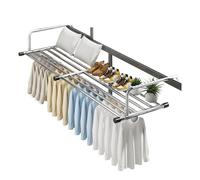Stendibiancheria regolabile in acciaio inox da balcone, per interni ed esterni, 10 fori, regolabile, per vestiti e scarpe, design rinforzato, 68-120 cm
