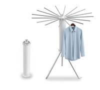 Stendibiancheria Relaxdays, Pieghevole, 16 aste, A x P: 121 x 112 cm, Metallo e plastica, Bianco/Argento