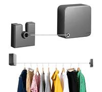Stendibiancheria retrattile da 4 m, montaggio a parete, in acciaio inox, resistente, non si abbassa, ritrae i vestiti (grigio-B)