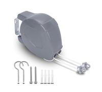 Stendibiancheria retrattile, resistente, montaggio a parete, doppio filo stendibiancheria, bobina retrattile da 30 m, per interni ed esterni (2 x 15 m)