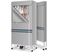 Stendibiancheria Riscaldato Pieghevole, Stendino Elettrico a 2/3 Ripiani | Stendibiancheria Elettrico ad Asciugatura Rapida con Copertura Schermo Touch LCD Telecomando(gray,2 Tier)