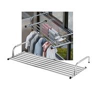 Stendibiancheria telescopico in acciaio inox, pieghevole, da parete, per balcone e terrazza, design salvaspazio per termosifone