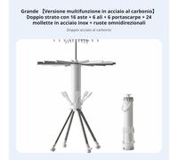 Stendino a Torre Pieghevole Multifunozione Stendibiancheria Salvaspazio