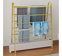 Stendino con Radiatore Elettrico, Mensola Termosifone a 8 Bar, Grande Stendibiancheria con Piattaforma di Appoggio Superiore per Uso Interno Invernale(Yellow,100x85x48cm/39x33x19in)