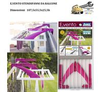 Stendino da Balcone E,VENTO in Resina Ganci Regolab. 107,5x55,5x25,5 Stendipanni