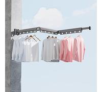 Stendino da Muro Pieghevole, Stendipanni da Parete Stendi Biancheria per Interno, Stendibiancheria in Alluminio Stendipanni Salvaspazio per Balcone, Lavanderia, Bagn, Ripiegabile in Tre,Grigio