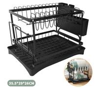 Stendino per piatti da cucina, organizer per piatti a 2 livelli, scolapiatti per piatti, accessori da cucina