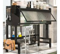 Stendino per piatti sopra il lavello con coperchio Scaffale scolapiatti regolabile a 2 livelli di grande capacità per piatti da cucina Ciotole Utensili