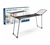Stendino Pieghevole Infinity Flex Ultimate BLACK - Estensibile 2 metri con Ruote - 30 METRI di STENDITURA - Ali Alte per Lenzuola e Pantaloni - Stendibiancheria con Struttura in Acciaio e Alluminio