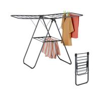Relaxdays Stendino Pieghevole con Ali, 2 Livelli Stendibiancheria, HLP 93x136x58 cm, Stendi Biancheria, in Ferro, Grigio