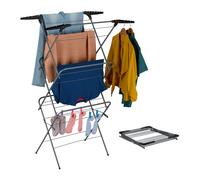 Relaxdays Stendibiancheria Verticale, Stendino Pieghevole a Torre, 3 Piani, HLP: 138x63,5x50 cm, Ferro e PP, Grigio Nero, Plastica