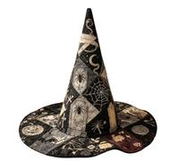 Stenviks Cappello da strega per Halloween, da donna, con stampa, accessorio gotico, copricapo per feste di Halloween, carnevale, cosplay, travestimenti sul palco, eventi a tema